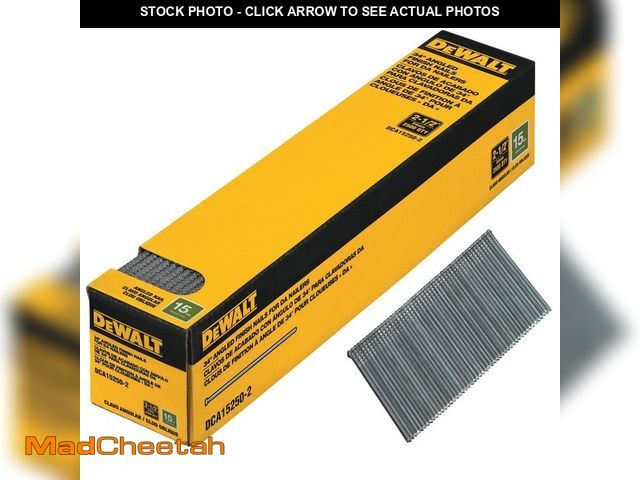 Lot 74-13691594 - DEWALT 2-1/2 in. x 15-Gauge Bright Finish Angled Finish Nails (2500 Pieces) - UNUSED