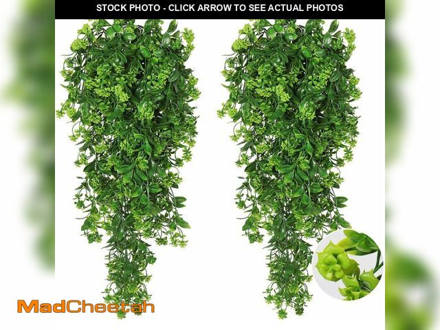 Lot 74-12676965 - RECUTMS Fake Hanging Plants 2Pcs Outdoor Greenery Artificial Hanging Flower for Outdoors Hanging Bas...