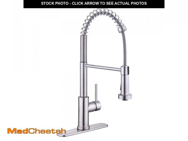 Lot 74-12298621 - Glacier Bay Paulina Single-Handle Spring Neck Pull Down Sprayer Kitchen Faucet in Stainless Steel - ...