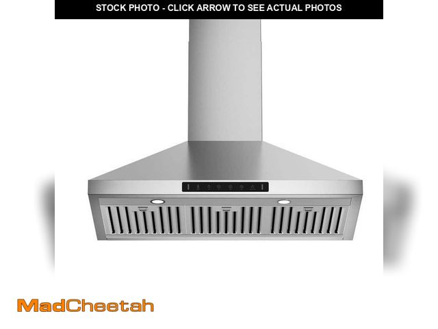 Lot 74-13002573 - VIKIO 35.75 in. 780 CFM Ductless Convertible Wall Mount Range Hood in Stainless Steel With Gesture S...