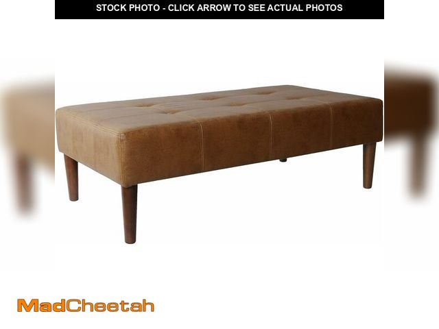 Lot 74-14305638 - HomePop Tufted Decorative Bench, Light Brown Vegan Leather - UNUSED