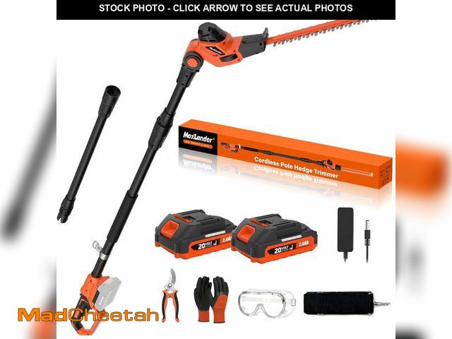 Lot 74-14608892 - MAXLANDER Hedge Trimmer 18-Inch Cordless Pole Hedge Trimmer, 16-Feet Max Reach Hedge Trimmer with Ex...