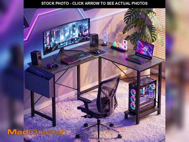 Lot 74-14309324 - CONCETTA 49in Reversible L Shaped Computer Desk with Storage, Coner Desk with Wooden Desktop, CPU St...