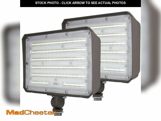 Lot 74-12840188 - DAKASON 2 Pack 100W LED Flood Light Outdoor, Dusk-to-Dawn Photocell Adjustable Knuckle Mount, 13000L...