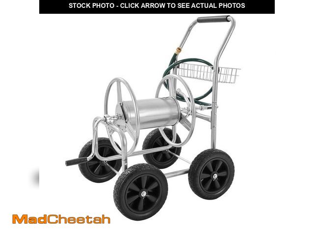 Lot 74-14313011 - SKYSHALO Hose Reel Cart, Mobile Garden Hose with 4 Wheel, Holds 300 ft. of 5/8 in. Hose, Heavy Duty ...