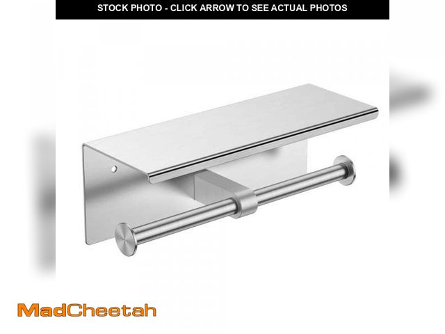 Lot 74-12529333 - Forious pro Stainless Steel Wall Mounted Double Post Toilet Paper Holder with Shelf Storage Rack in ...