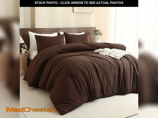 Lot 74-13564233 - Paxrac Earthy Brown Comforter King Size, Neutral 3 Pieces Comforter Set, Lightweight Solid Bedding S...