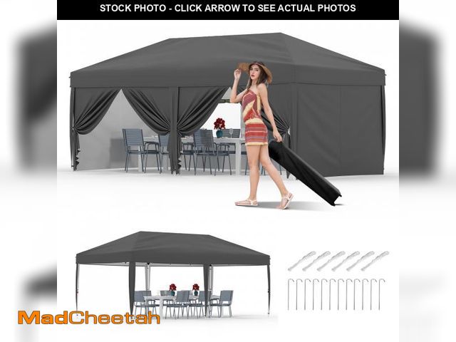 Lot 74-12266339 - HarmonyHealth 10x20 Pop Up Canopy Tent Outdoor Canopy with 6 Removable Sidewalls One-Person Set Up H...