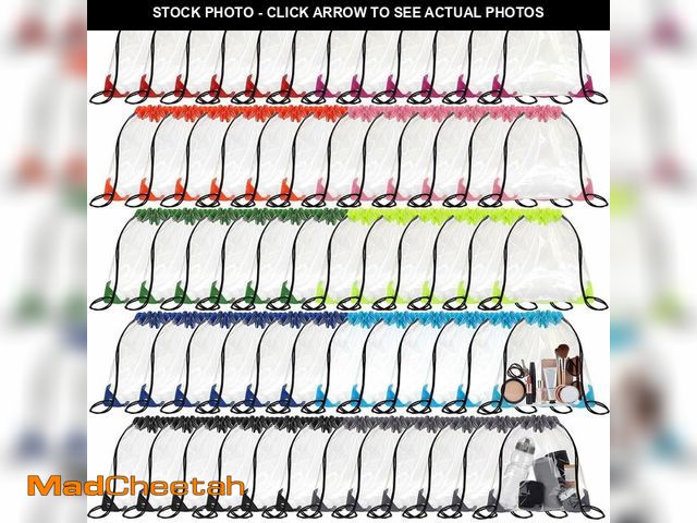 Lot 74-13954276 - Shappy 60 Pcs Clear Drawstring Backpack, Plastic Waterproof Transparent Stadium Bags String Bag for ...