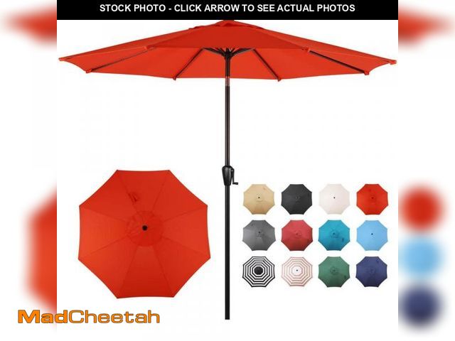 Lot 74-12424895 - *SEE DETAILS* Sun-Ray 9 ft. Round 8-Rib Steel Market Patio Umbrella in Orange *SEE DETAILS*  - USED
