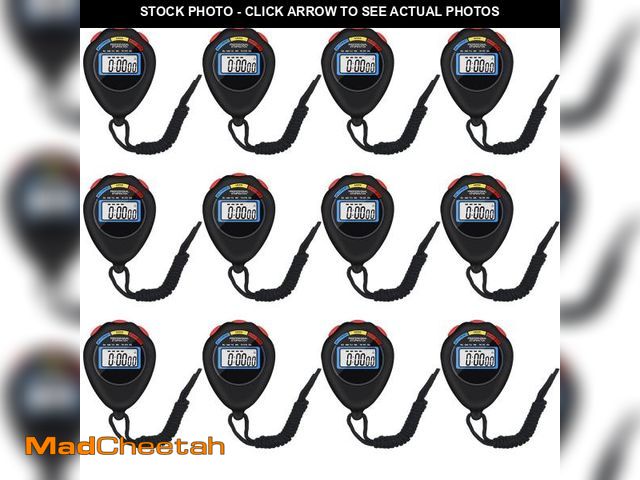 Lot 74-12302136 - 12 Pack Multi-Function Electronic Digital Sport Stopwatch Timer, Large Display with Date Time and Al...