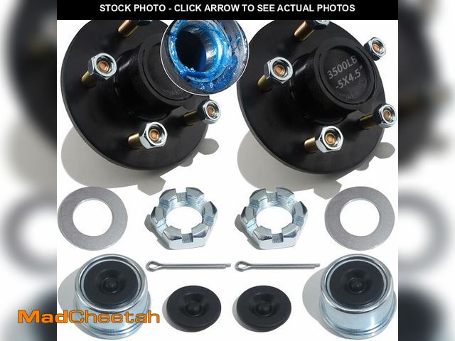 Lot 74-12667689 - iBroPrat 2Sets 3500Lb Trailer Idler Hub Kits 5 Bolt 4.5, Trailer Idler 5 Lug Hub Kits Pre-Installed ...
