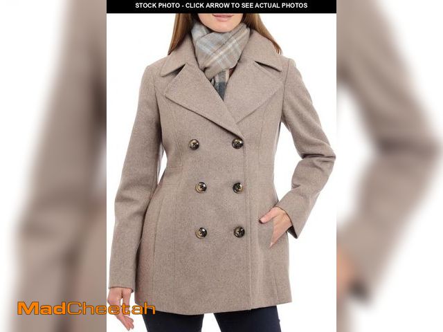 Lot 74-12398115 - London Fog Women's Double Breasted Peacoat with Scarf, Taupe Heather, Small - UNUSED