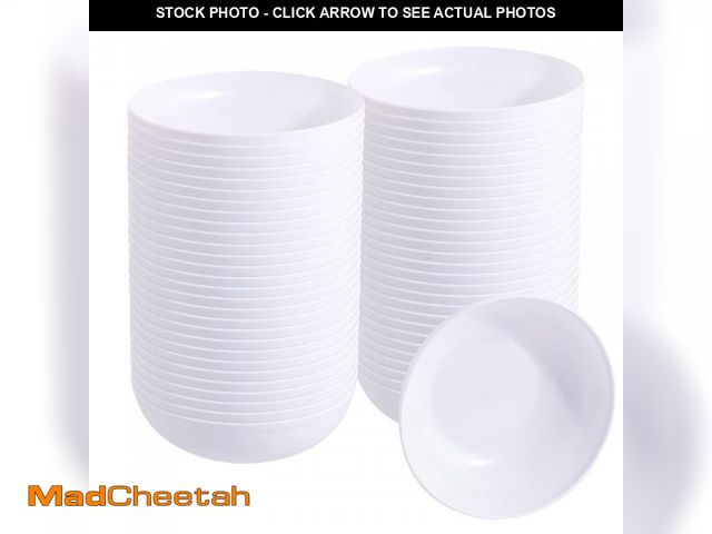 Lot 74-12048154 - bUCLA 50Pack 10oz White Plastic Bowls - Disposable White Plastic Salsa Bowls Premium Heavy Duty - Id...
