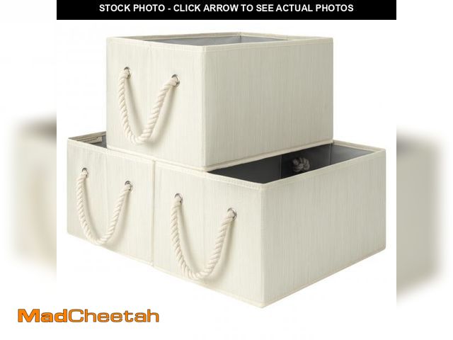 Lot 74-12221005 - StorageWorks Storage Baskets for Shelves, Foldable Fabric Closet Storage Bins with Handles, Fabric S...
