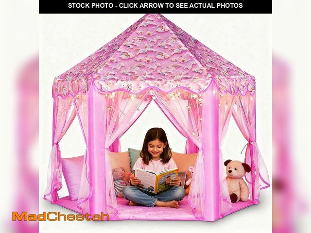 Lot 74-14269283 - Lafyette. Princess Tent for Girls, Large Kids Playhouse Castle Play Tent with Star Lights, Indoor Ou...