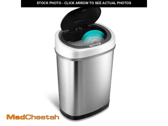 Lot 74-14344290 - (MISSING TOP) NINESTARS 11.1 Gal. Stainless Steel Motion Sensing Touchless Trash Can - USED