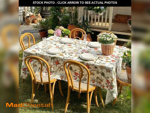 Lot 74-13956466 - ZIWUROAD Waterproof Rectangular Tablecloth 60 x 120 Inch, Bird Floral Table Cloth Country Spring Sum...