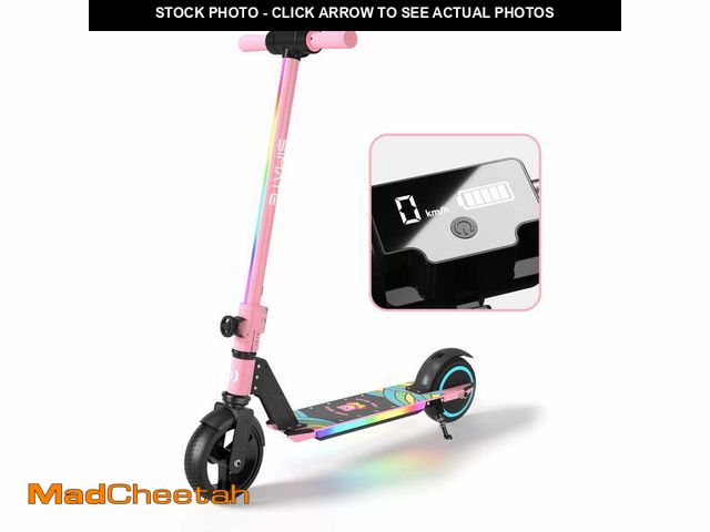 Lot 74-12781351 - SIMATE Electric Scooter for Kids Ages 6-14, Scooter with LED Light, Dual Braking System &amp; Foldab...