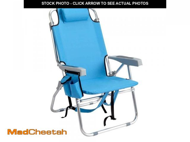 Lot 74-12463012 - Karl home 38.2 in. Blue Aluminum And 600D Polyester Fabric Adjustable Beach Chair - UNUSED