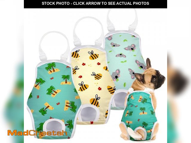Lot 74-11551931 - Jollywoods 3 Pack Washable Female Dog Diaper Onesie Sanitary Pantie with Adjustable Suspender, Reusa...