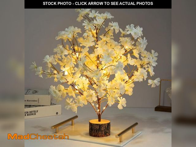 Lot 74-12326959 - Gudegou Lighted Cherry Blossom Tree Artificial, 19 Inch Faux Bonsai Tree Japanese Decor, Battery Ope...