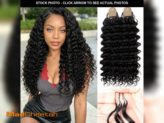 Lot 74-14298108 - Human Crochet Hair for Black Women,18 Inch 60g Pre-Separated Deep Wave Feather Miracle Knots Crochet...