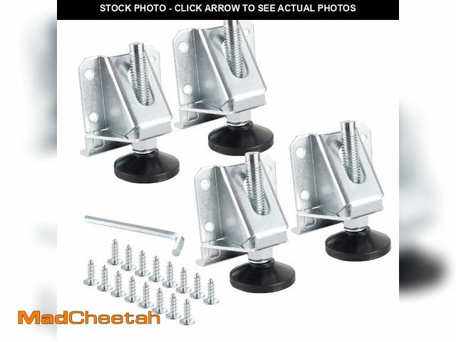 Lot 74-14356625 - POWERTEC Leveling Feet 4PK, Heavy Duty Adjustable Furniture Leg Levelers with Nylon Foot, Screws &am...