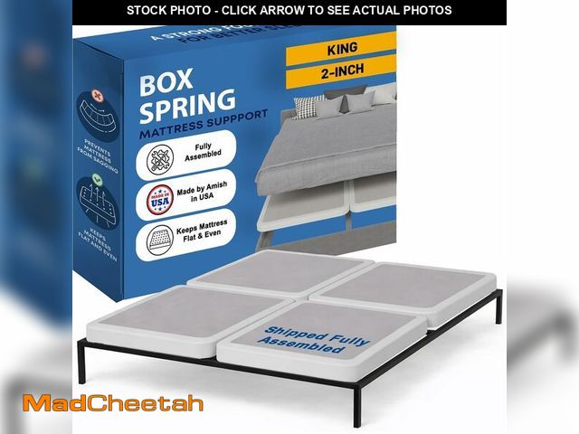 Lot 74-14581869 - Greaton, Box Spring Bed Base King Size, 2-Inch Wood Mattress Foundation - Amish Made in USA - Quiet ...