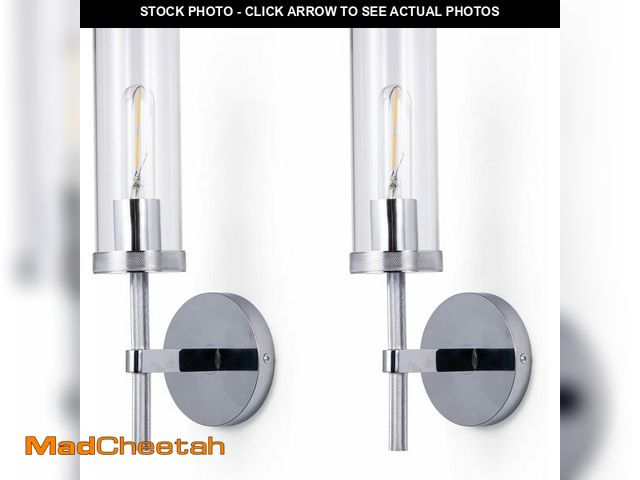 Lot 74-12954591 - LumoCraft Set of 2 Modern Brass Wall Sconces 14.5-Inch Chrome Sconces - Modern Chrome Vanity Light F...