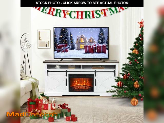 Lot 74-13056519 - IHOMEadore 68 in. Freestanding Media Console Electric Fireplace TV Stand in White with Dark Desktop ...