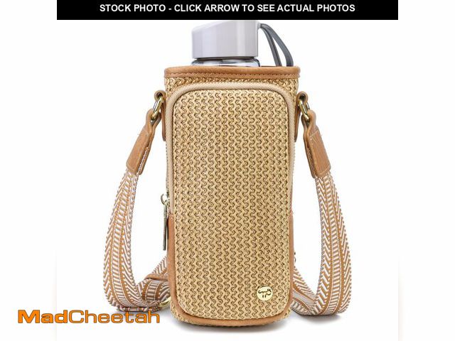 Lot 74-12439476 - MINICAT Straw Bags for Women, Vacation Purse, Water Bottle Carrier Bag Water Bottle Holder, Beach Ba...