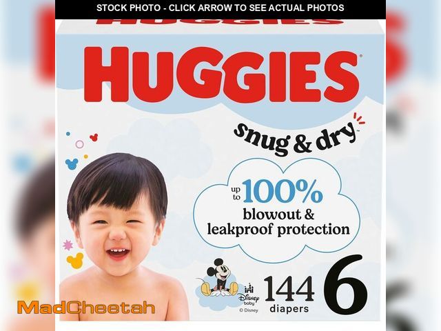 Lot 74-14348803 - Huggies Size 6 Diapers, Snug &amp; Dry Baby Diapers, Size 6 (35+ lbs), 144 Count (2 Packs of 72), Pa...