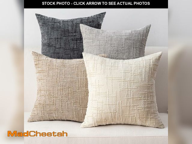 Lot 74-14274782 - ZSkogur Decorative Throw Pillow Covers 18x18 Inch Set of 4, Soft Solid Farmhouse Chenille Couch Pill...