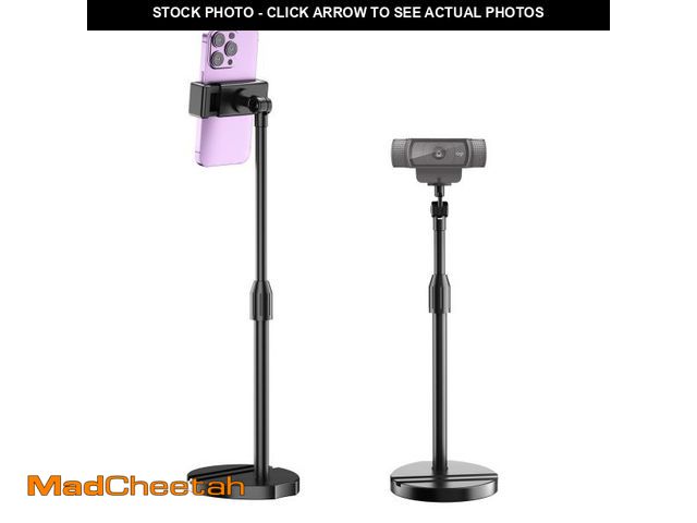 Lot 74-12050446 - LenTok Telescopic Webcam Tripod Stand for Desk with Phone Holder, Desktop Webcam Mount Compatible wi...