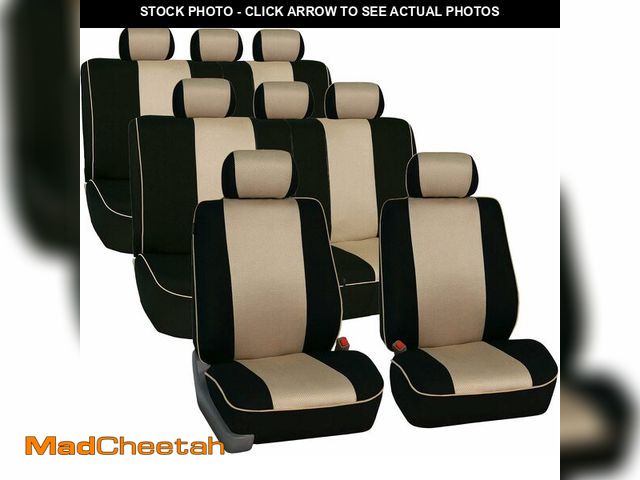 Lot 74-12664303 - FH Group Car Seat Covers Three Row 8 Seater Cloth Car Seat Covers with Piping (Airbag and Split Read...