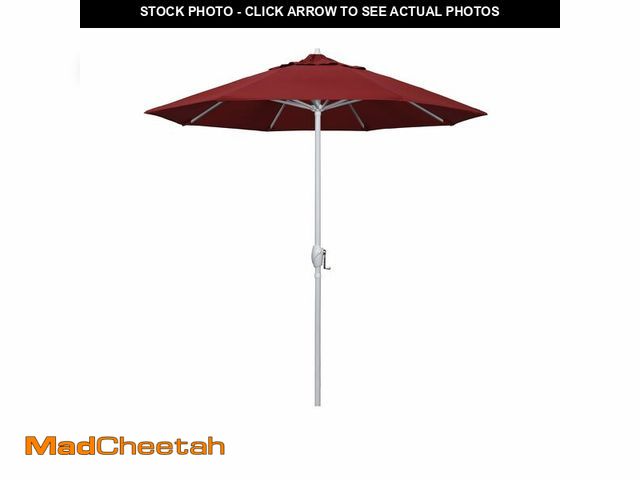 Lot 74-12784693 - California Umbrella 7.5' Rd Aluminum Patio Umbrella, Crank Lift, Auto Tilt, White Finish, 4yr Fade W...
