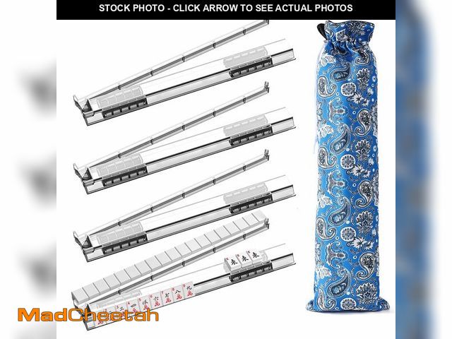 Lot 74-14274710 - ZHORANGE Non-Slip Mahjong Racks with Rotating Pushers &amp; Double-Layer Nylon Bag, 4-Pack Clear Acr...