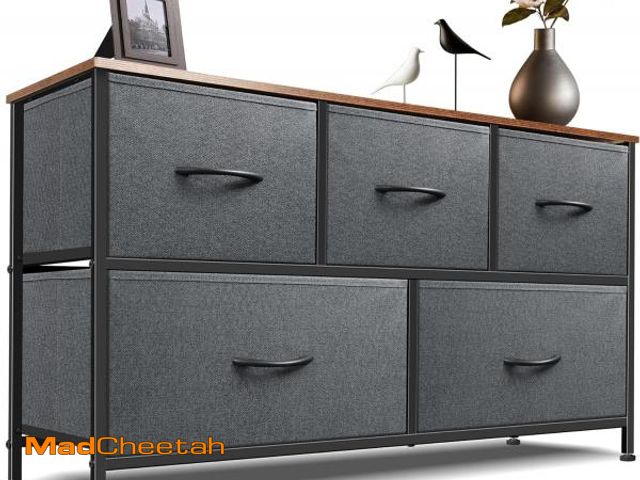 Lot 74-12396860 - OLIXIS Dresser for Bedroom with 5 Drawers, Wide Chest of Drawers, Fabric Bedroom Dresser with Drawer...