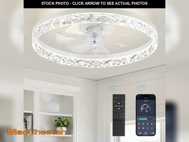 Lot 74-14382385 - LEDIARY 20" Modern Ceiling Fans with Lights and Remote, Dimmable Low Profile Ceiling Fan, Flush Moun...