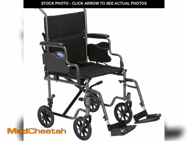 Lot 74-14581904 - Invacare Transport Wheelchair for Adults, Compact Lightweight Wheel Chair with Foldable Backrest, Fl...