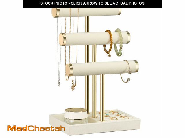 Lot 74-13946731 - 3 Tier Bracelet Holder Display - Detachable T Bar Beige Velvet Bracelet Holder, Jewelry Holder Organ...