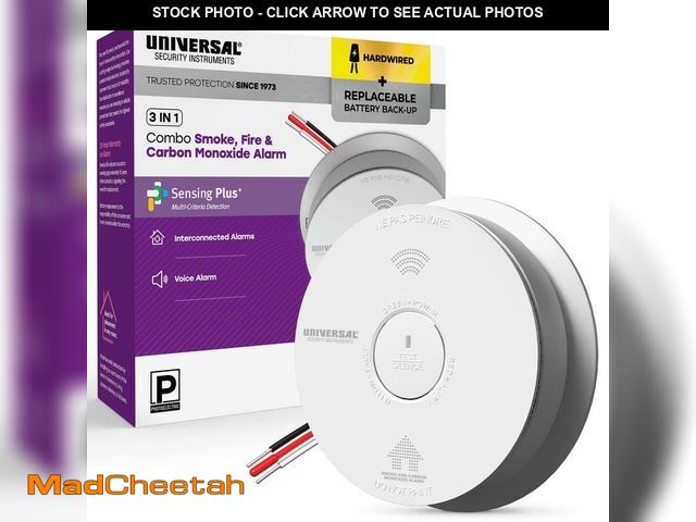 Lot 74-12869789 - *DIRTY/MISSING WIRES* Universal Security Instruments Hardwired and 3-Year Replaceable Battery Backup...