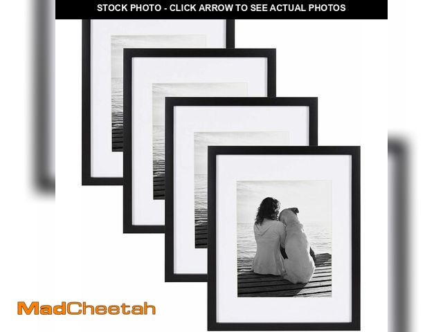 Lot 74-12827692 - DesignOvation Gallery Wood Photo Frame Set for Customizable Wall Display, Black 11x14 matted to 8x10...