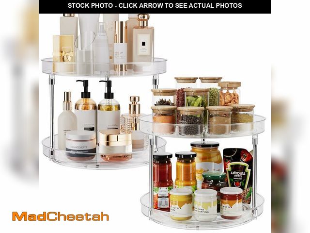 Lot 74-12697157 - 2 Pack 10.6-Inch 2 Tier Lazy Susan Organizer, 360 Degree Rotating Clear Turntable for Cabinet, Makeu...