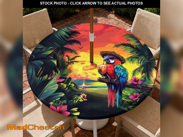 Lot 74-14207592 - COTAIL Round Outdoor Tablecloth with Umbrella Hole and Zipper, Elastic Fitted Waterproof Patio Table...