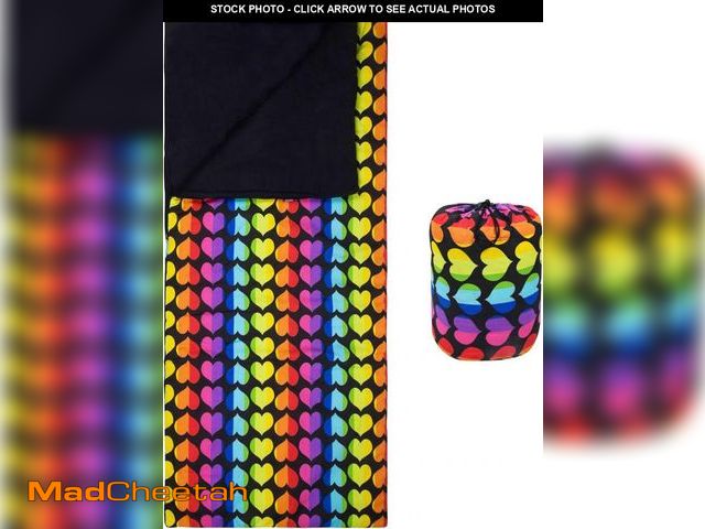 Lot 74-12400279 - Wildkin Kids Sleeping Bag - Roll-Up Design with Storage Bag for School, Travel &amp; Camping - Rainb...