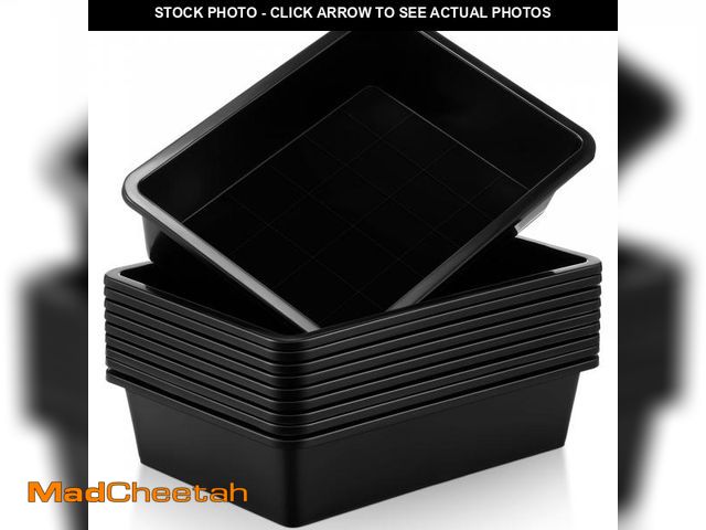 Lot 74-12307936 - Hoteam 10 Pcs Flat Storage Organizer Tray Bin Letter Size Paper Tray for Classroom Plastic Stackable...