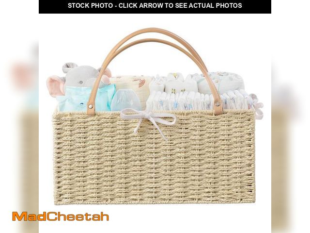 Lot 74-12307603 - HBlife Large Baby Diaper Caddy Organizer, Paper Rope Storage Baskets Nursery Bin with Removable Divi...