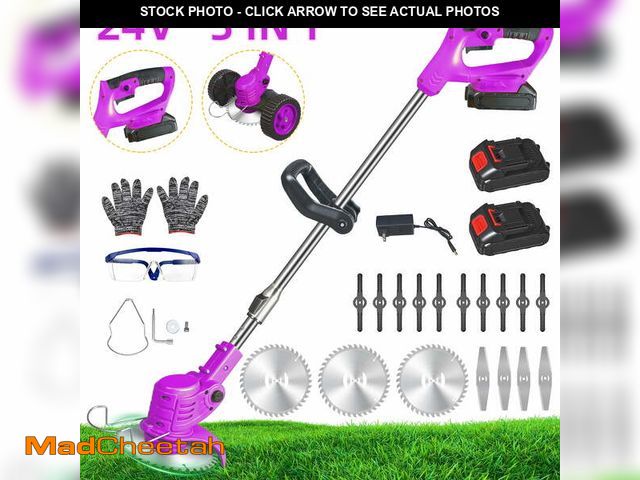 Lot 74-12766624 - (MISSING 1 BATTERY,BLADES) 3-in-1 Wheel Edger Mini-Mower, Electric Weed Wacker 2x1.5A Battery Powere...